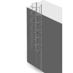 DRABINA JEDNOBIEGOWA Z KOSZEM OCHRONNYM MAX 4-6 M - STALOWA