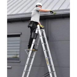 Échelle PRO en aluminium, 3 éléments, 3x9 échelons, capacité de charge 150 kg