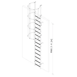 DRABINA JEDNOBIEGOWA Z KOSZEM OCHRONNYM MAX 3-4 M - ALUMINIOWA