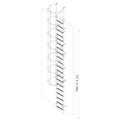 DRABINA JEDNOBIEGOWA Z KOSZEM OCHRONNYM MAX 4-6 M - ALUMINIOWA