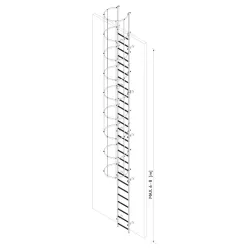 DRABINA JEDNOBIEGOWA Z KOSZEM OCHRONNYM MAX 6-8 M - ALUMINIOWA