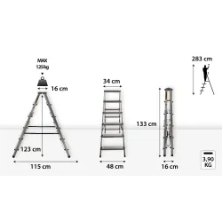 Drabina HOME aluminiowa dwustronna 6 stopni 125 kg