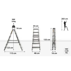 Drabina HOME aluminiowa dwustronna 6 stopni 125 kg