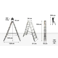 Drabina HOME aluminiowa dwustronna 7 stopni 125 kg
