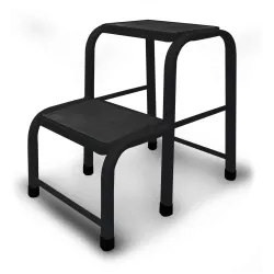 Drabinka podest taboret stalowy czarny 2 stopnie 150 kg