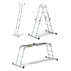 Drabina PRO aluminiowa 4x3 szczeble 150 kg uniwersalna z podestem Drabina PRO aluminiowa 4x3 szczeble 150 kg uniwersalna z podestem