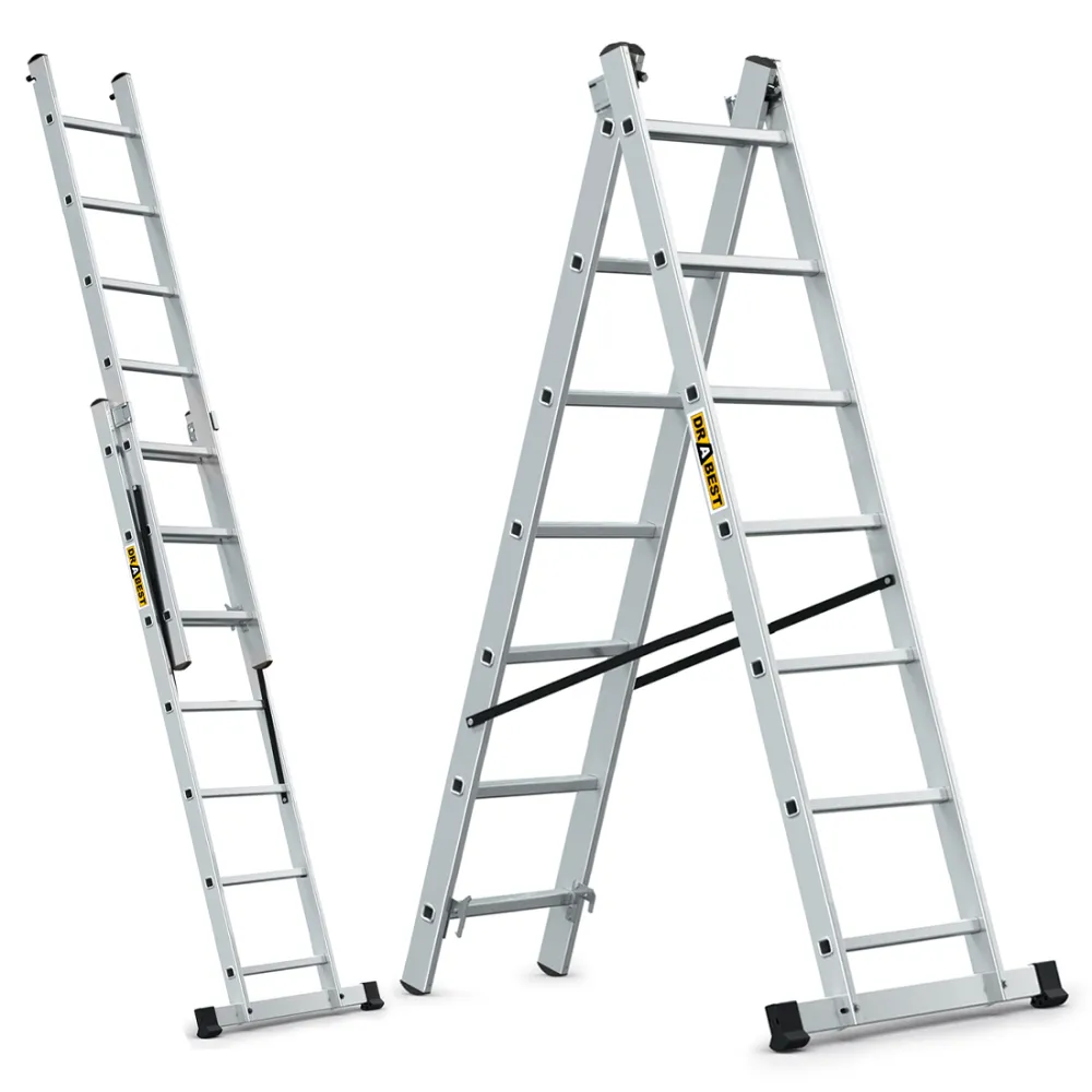 Drabina HOME aluminiowa 2-elementowa 2x7 szczebli 150 kg