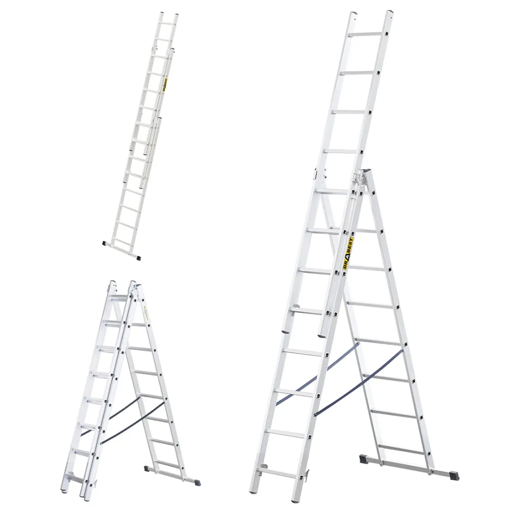 Drabina HOME aluminiowa 3-elementowa 3x8 szczebli 150 kg