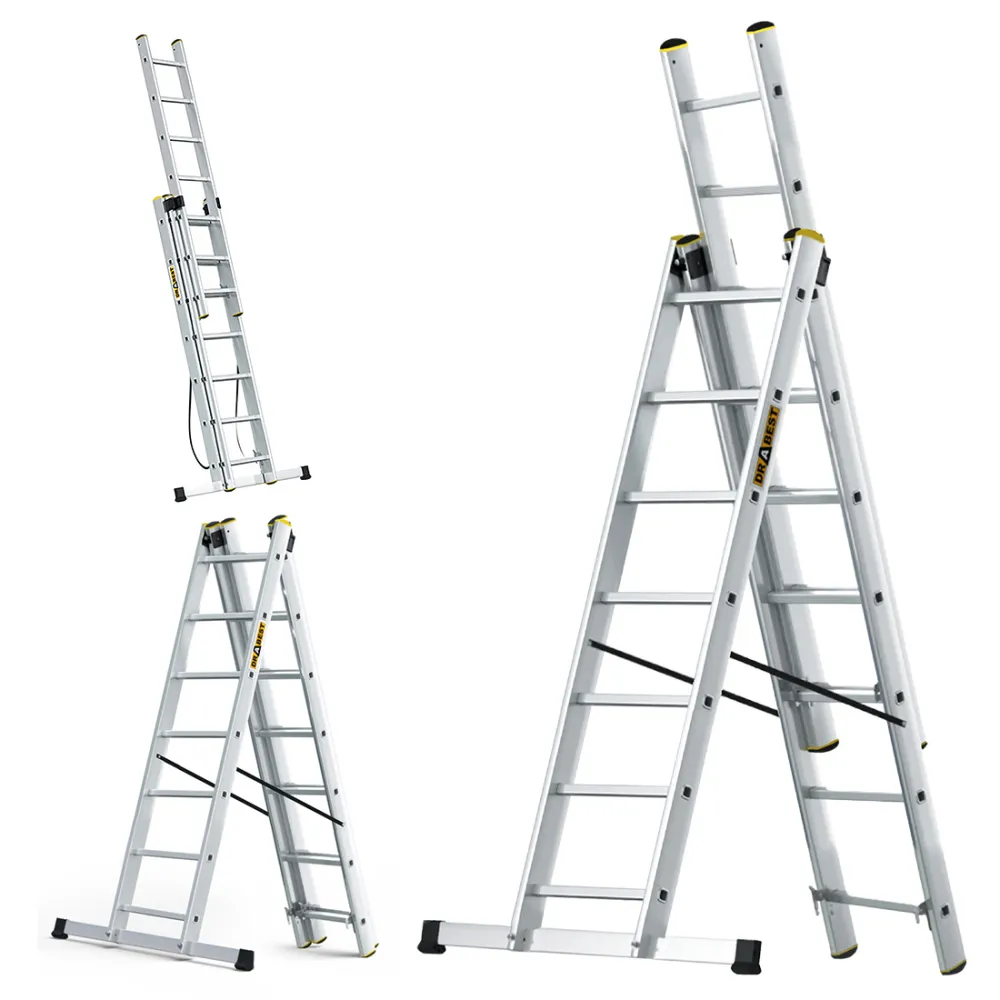 Drabina PRO aluminiowa 3-elementowa 3x7 szczebli 150 kg Drabina PRO aluminiowa 3-elementowa 3x7 szczebli 150 kg