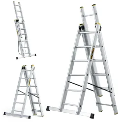 Drabina PRO aluminiowa 3-elementowa 3x6 szczebli 150 kg