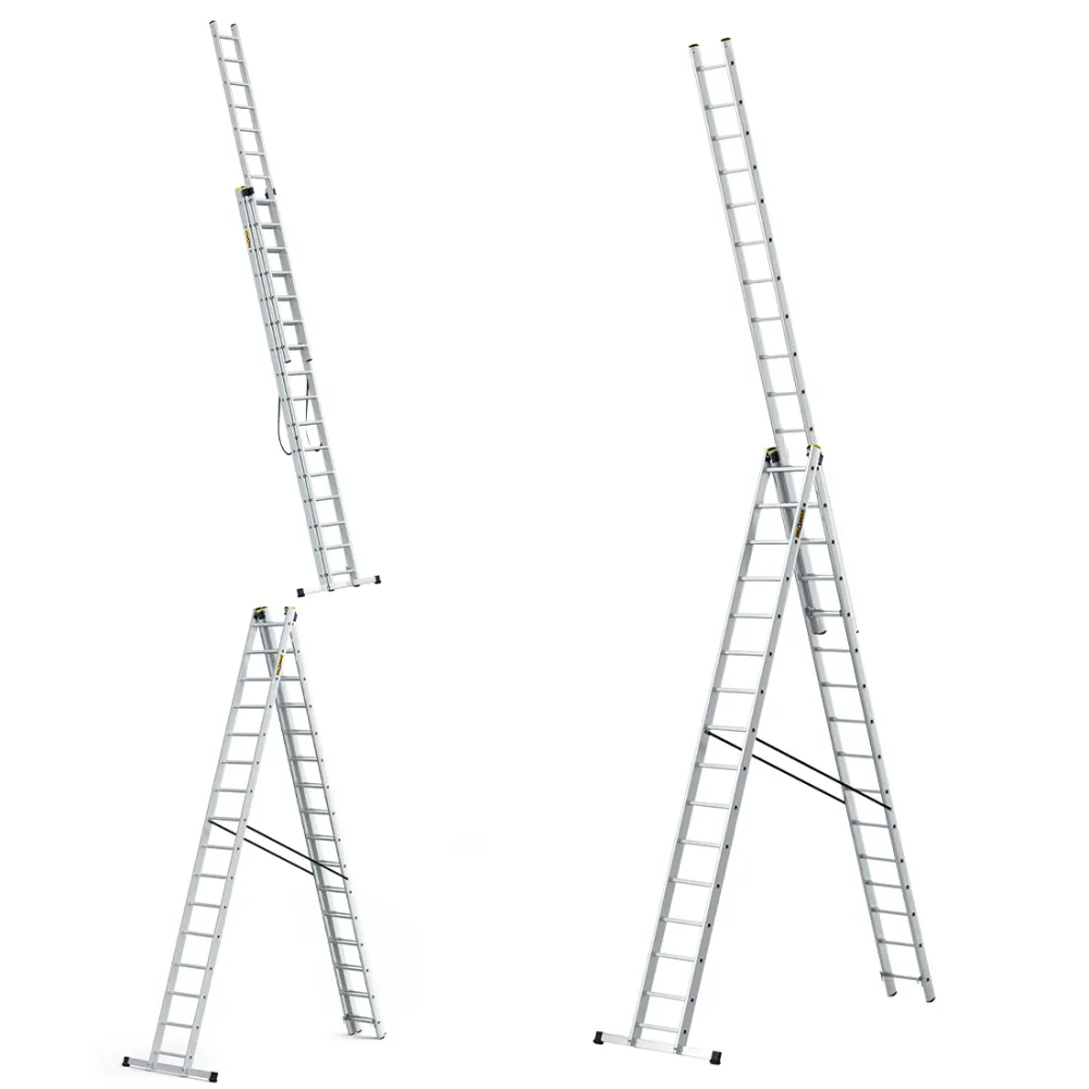 Drabina PRO aluminiowa 3-elementowa 3x16 szczebli 150 kg