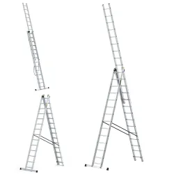Drabina PRO aluminiowa 3-elementowa 3x14 szczebli 150 kg