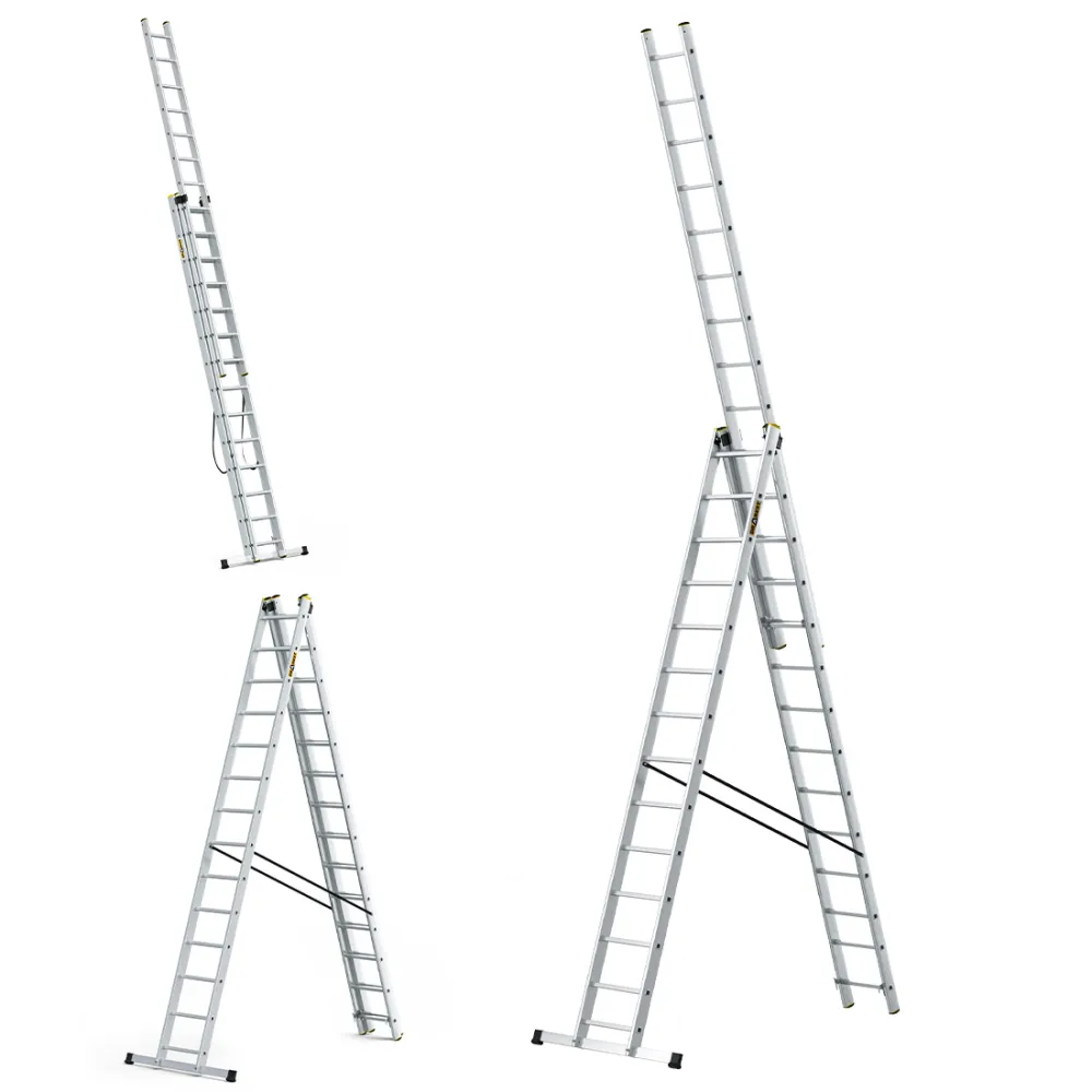 Drabina PRO aluminiowa 3-elementowa 3x14 szczebli 150 kg