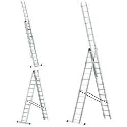 Drabina PRO aluminiowa 3-elementowa 3x13 szczebli 150 kg