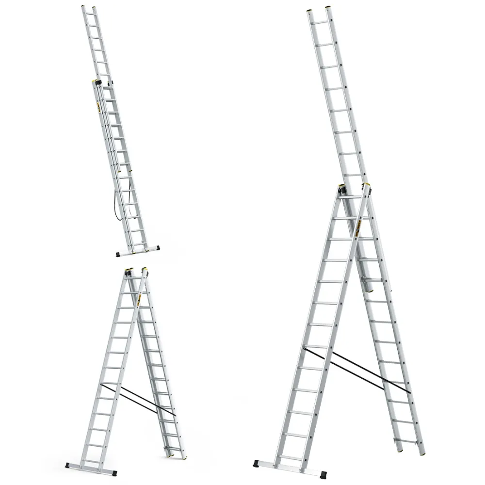 Drabina PRO aluminiowa 3-elementowa 3x13 szczebli 150 kg