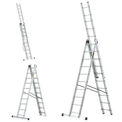 Drabina PRO aluminiowa 3-elementowa 3x10 szczebli 150 kg