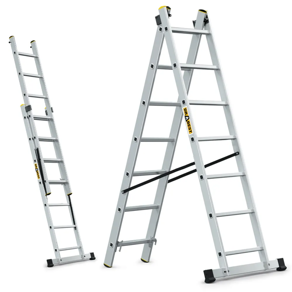 Drabina PRO aluminiowa 2-elementowa 2x7 szczebli 150 kg