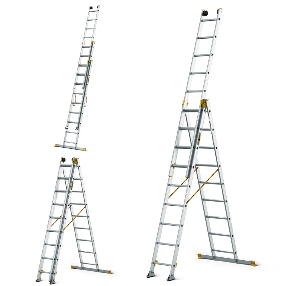 Drabina MAX aluminiowa 3-elementowa 3x9 szczebli 150 kg