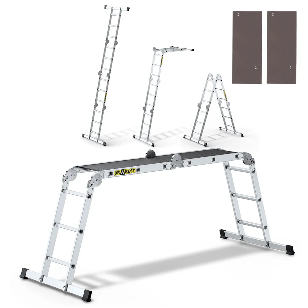 Drabina PRO aluminiowa 4x3 szczeble 150 kg uniwersalna z podestem Drabina PRO aluminiowa 4x3 szczeble 150 kg uniwersalna z podestem