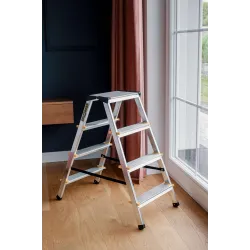 Drabina PRO aluminiowa dwustronna 4 stopnie 150 kg