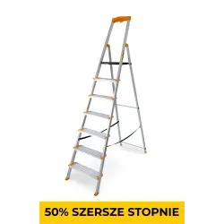 Drabina aluminiowa jednostronna 7 SZERSZYCH stopni MAX 150 KG