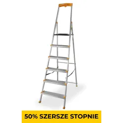 Drabina aluminiowa jednostronna 6 SZERSZYCH stopni MAX 150 KG