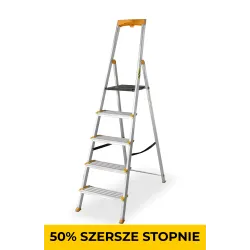 Drabina aluminiowa jednostronna 5 SZERSZYCH stopni MAX 150 KG