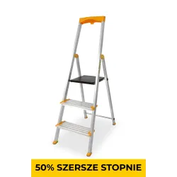 Drabina aluminiowa jednostronna 3 SZERSZE stopnie MAX 150 KG