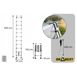 Drabina teleskopowa HOME z HAKAMI 11 stopni