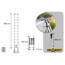 Drabina teleskopowa HOME z HAKAMI 13 stopni