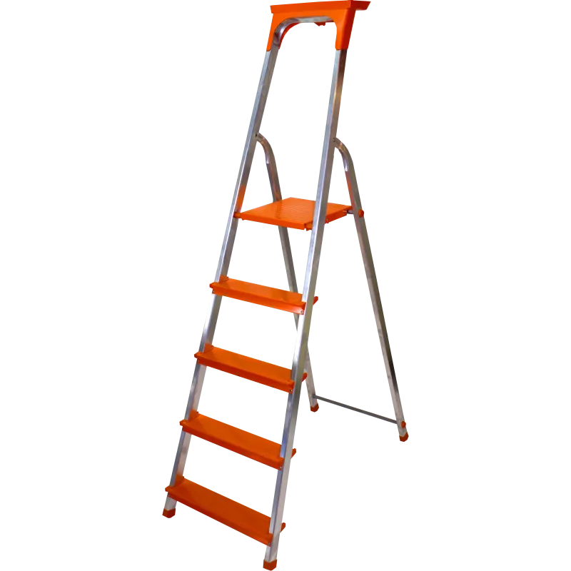 Five-step aluminum orange Di Solei household ladder 150 kg
