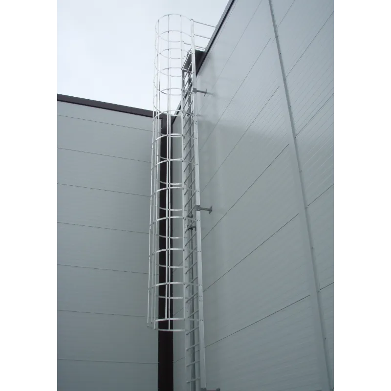 Steel fire escape ladder higher than 10 m, with safety cage/1 m