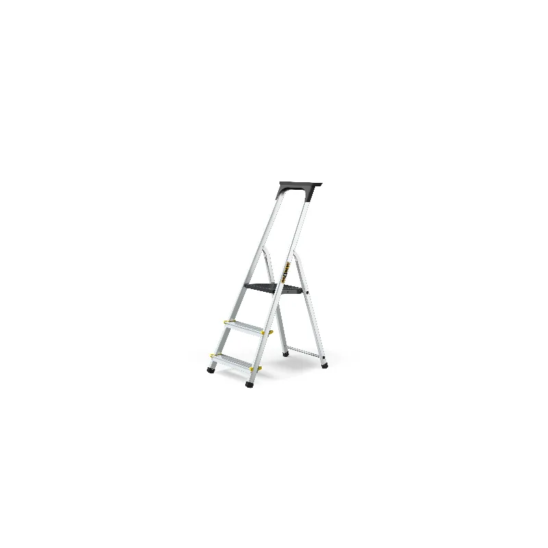 ALUMINUM 3-STEP HOUSEHOLD LADDER SINGLE-SIDED ACCESS - WITH TOOL SHELF