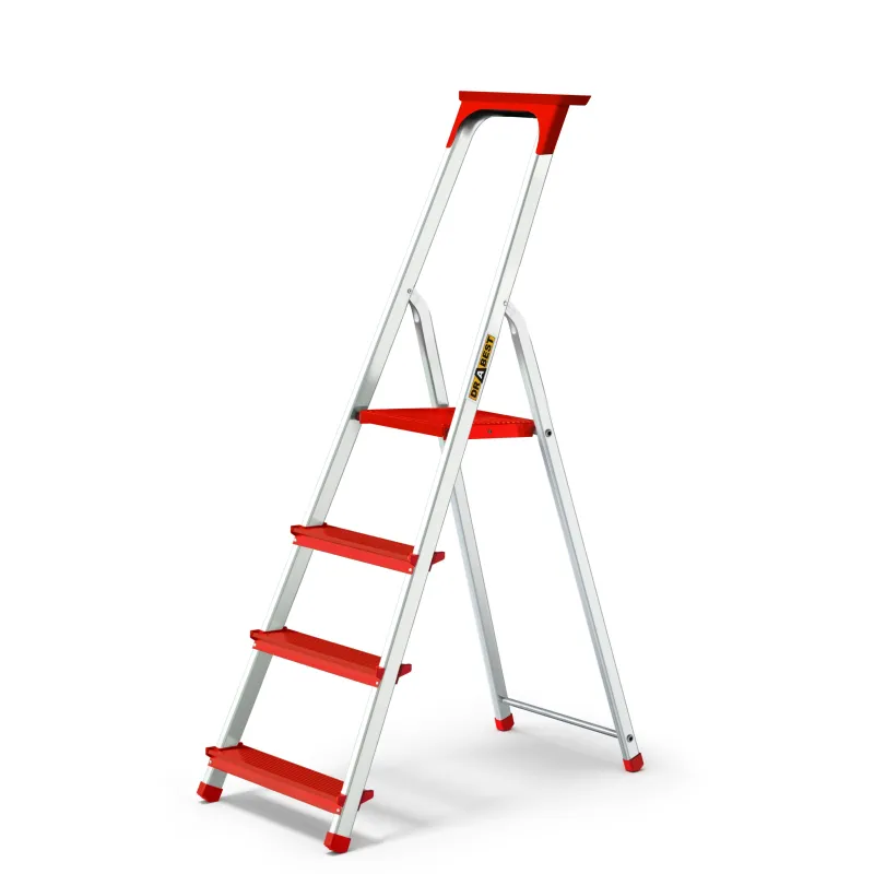 Four-step aluminum red Di Solei household ladder 150 kg