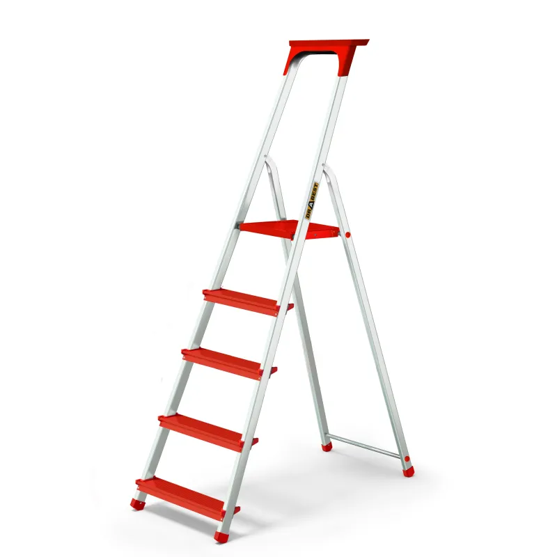 Five-step aluminum red Di Solei household ladder 150 kg