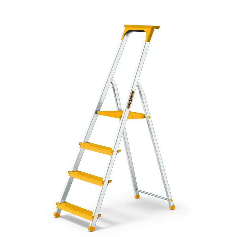 Four-step aluminum yellow Di Solei household ladder 150 kg