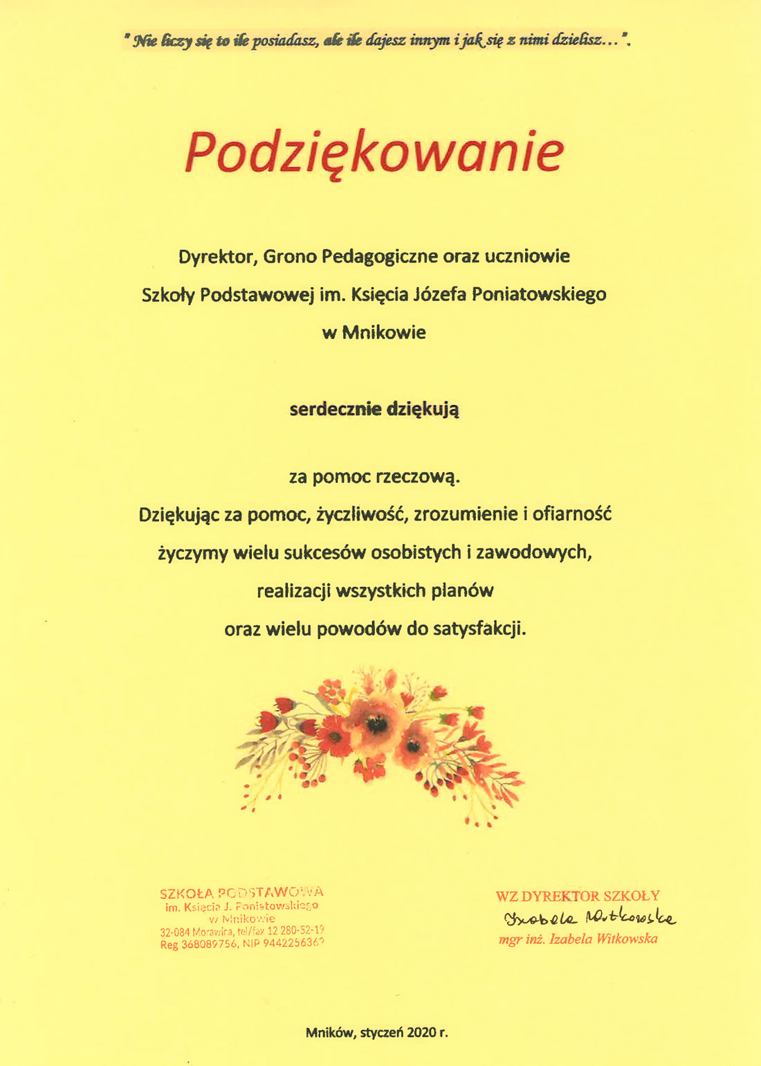 Drabest  - podziękowanie SP w Minkowie