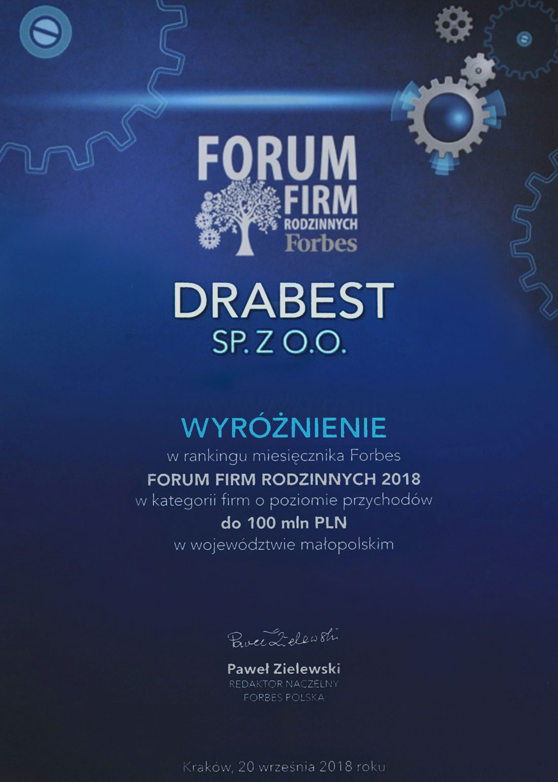Drabest wyróżnienie Forum Firm Rodzinnych Forbes