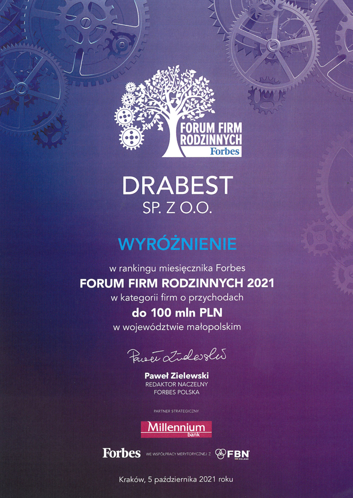 Wyróżnienie Forbes 2021 - Drabest